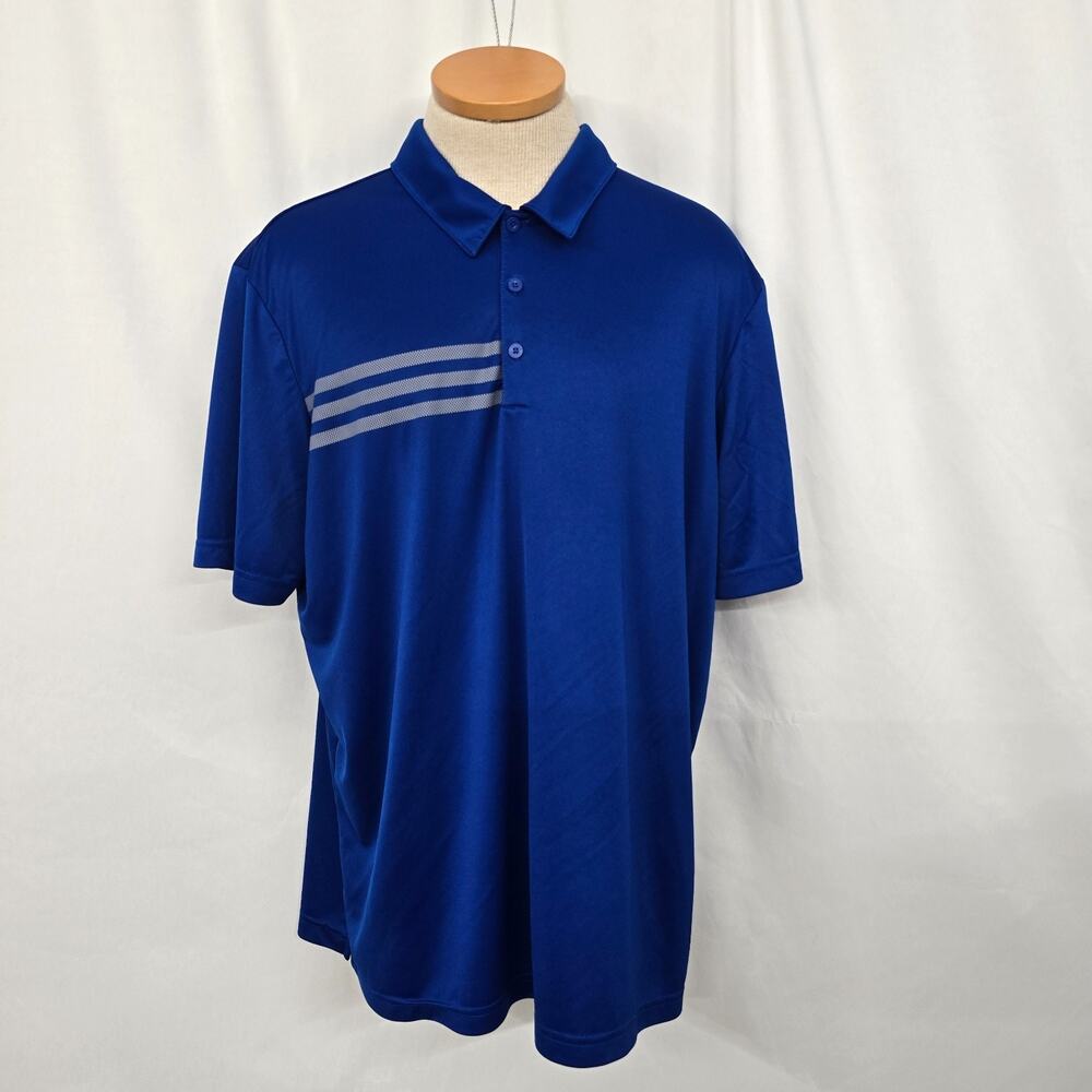 Adidas 3 Stripes Chest Polo Men's XL Blue Short Sleeve Henley Lightweight A324